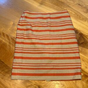 Talbots pencil skirt tan and‎ orange striped